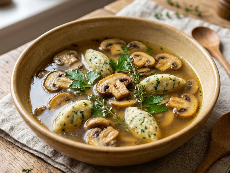 French Forest Mushroom Dumpling Soup | Aromatic Autumn Dish