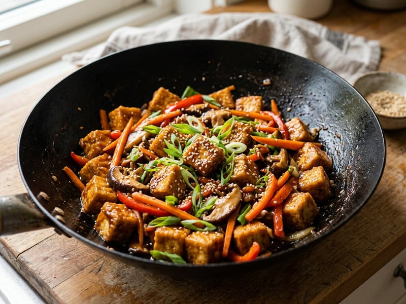 Korean Bulgogi Tofu in Wok with Vegetables | 20-Minute Dinner