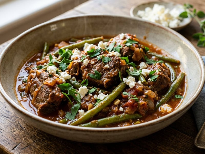 Greek lamb stew with green beans (Arni me fasolakia)