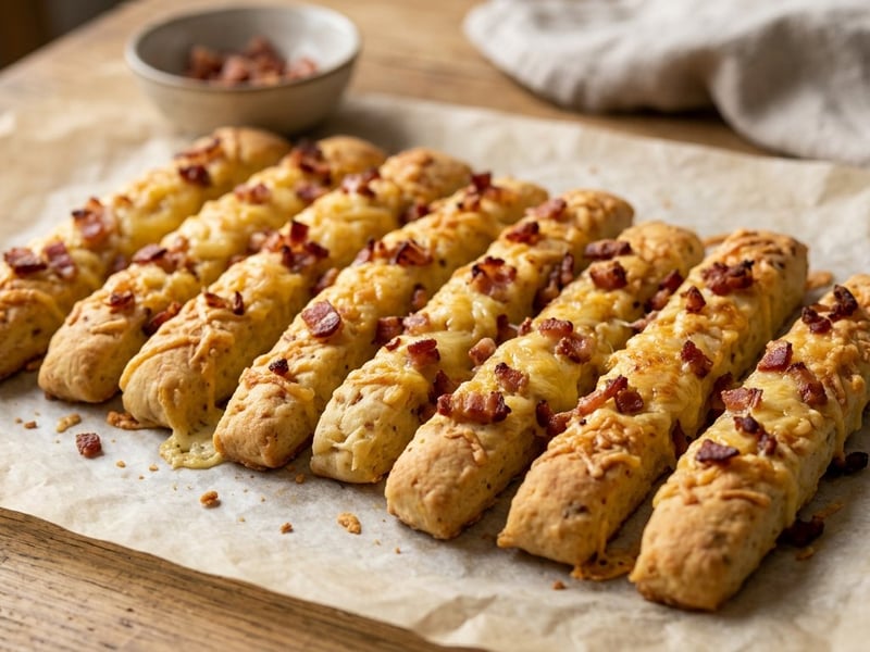 Baked Cheesy Bacon Potato Sticks | Crispy Homemade Treat