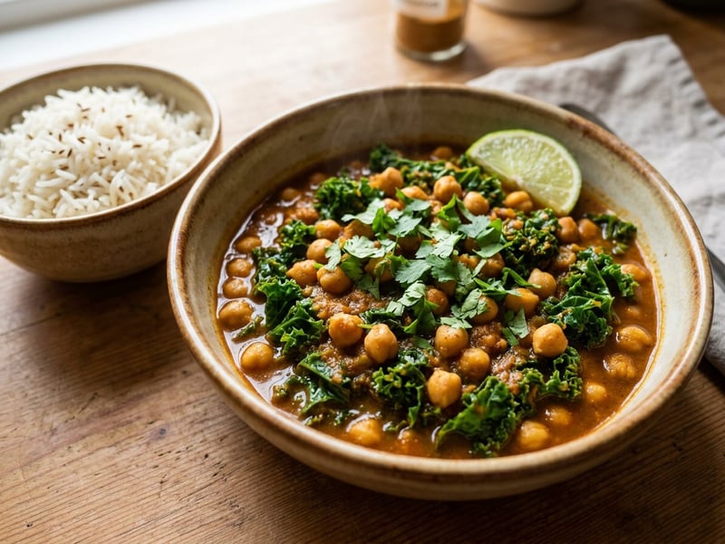 Kale and Chickpea Curry | Spicy Indian One-Pot Dish