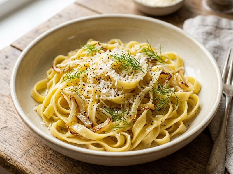 Karamellizált édesköményes tagliatelle | Citromos olasz tészta