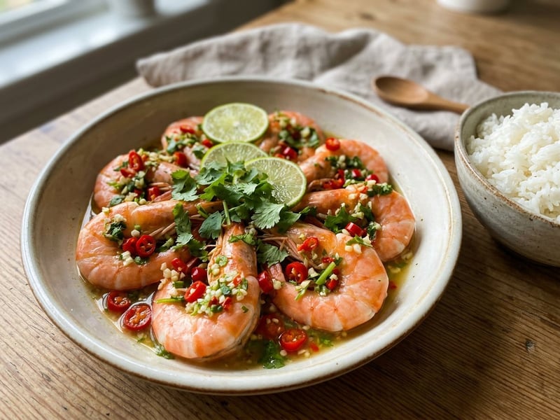 Goong Nueng Manao | Thai Steamed Lime Shrimp