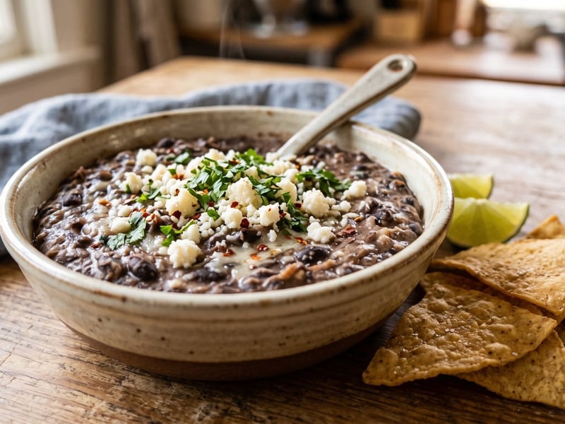 Mexikói frijoles refritos | Krémes babkrém tortillachipsszel