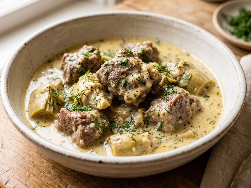 Greek Lamb and Artichoke Stew | Tender Autumn Dish