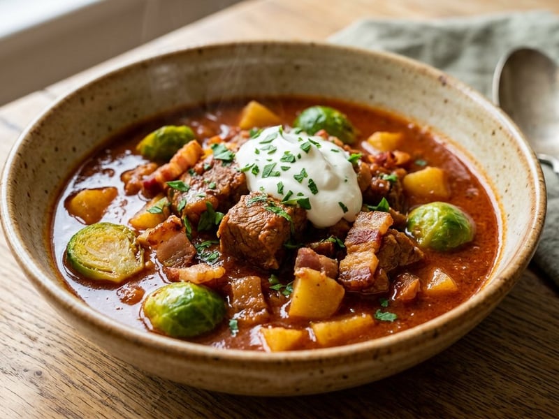 Autumn Pork Stew with Brussels Sprouts and Potatoes | Heartwarming, Rich One-Pot Meal