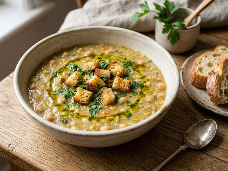 French Leek and Chickpea Soup