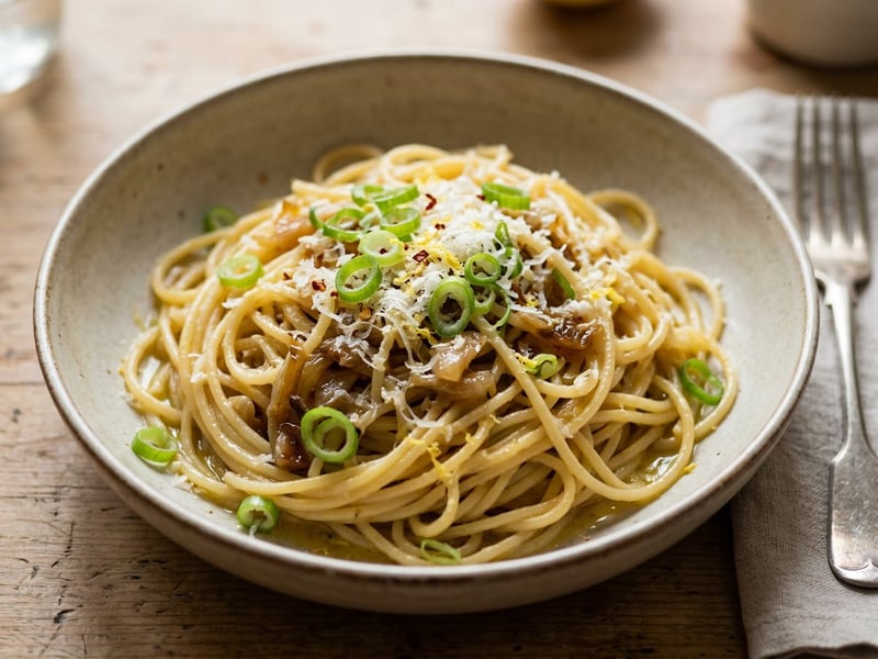Pasta con cipollotto | Olasz újhagymás spagetti