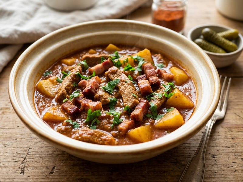Gypsy-Style Tokány with Potatoes | Rich Garlic One-Pot Meal