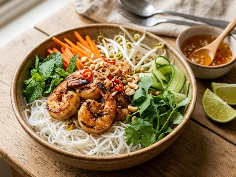 Bún Tôm Nướng | Vietnámi garnélás rizstészta tál