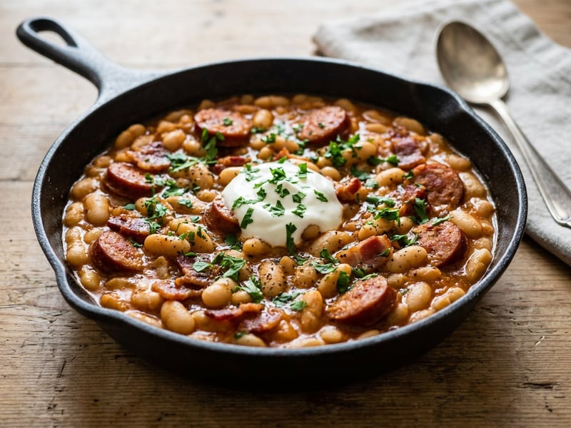 Peppery Marjoram Bean Tokány with Sausage | Hearty Hungarian One-Pot Dish
