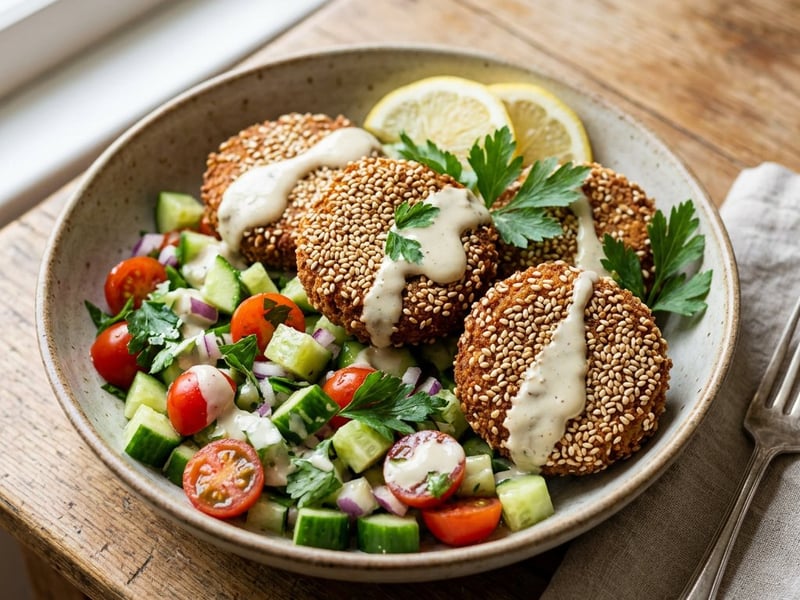 Egyiptomi ta'ameya saláta | Ropogós fehérbab falafellel
