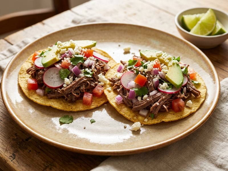 Mexican beef salpicón tostadas