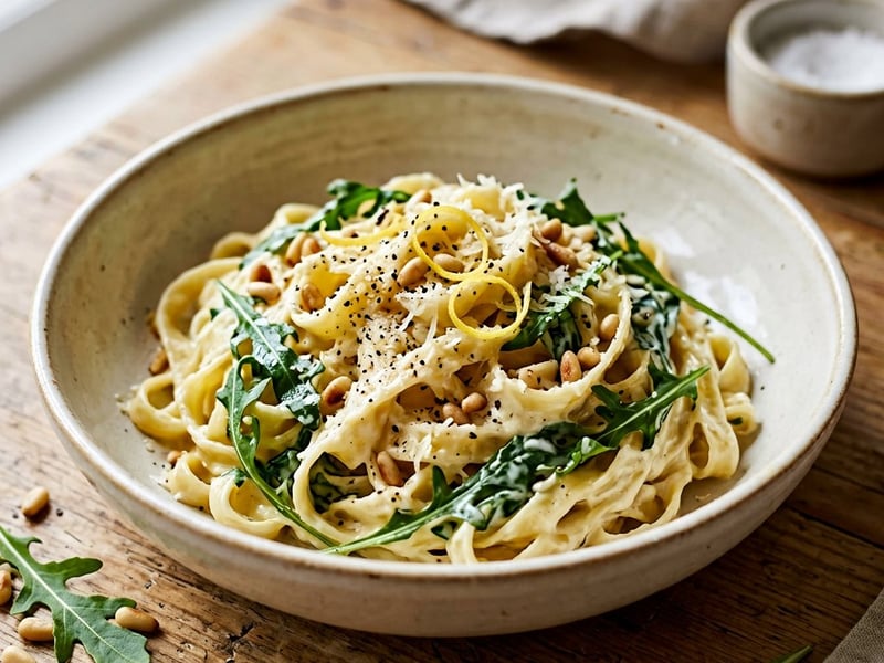 Citromos-ricottás rukkolás tagliatelle | 15 perces olasz tészta pirított fenyőmaggal