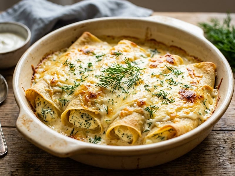 Csőben sült kapros-túrós palacsinta | Krémes házi brunch