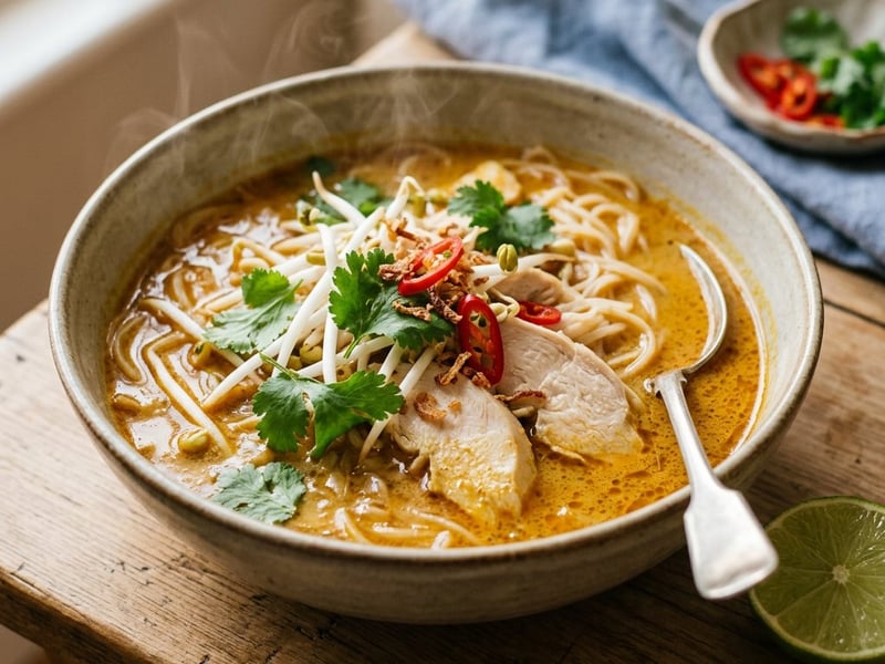 Maláj fűszeres csirke laksa leves | Laksa Ayam