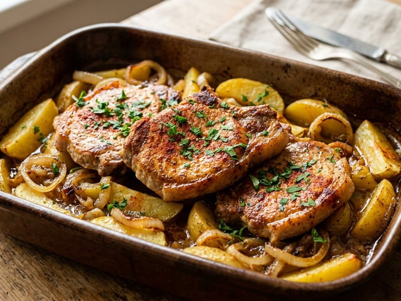 Baked Pork Chops Baker's Wife Style | Traditional Pork One-Pan Dish