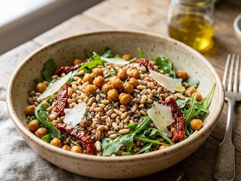 Tuscan Farro Salad with Chickpeas | Hearty Autumn Bowl