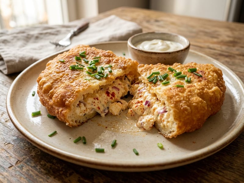 Stuffed Lángos with Körözött | Crispy homemade lángos with creamy sheep curd cheese filling