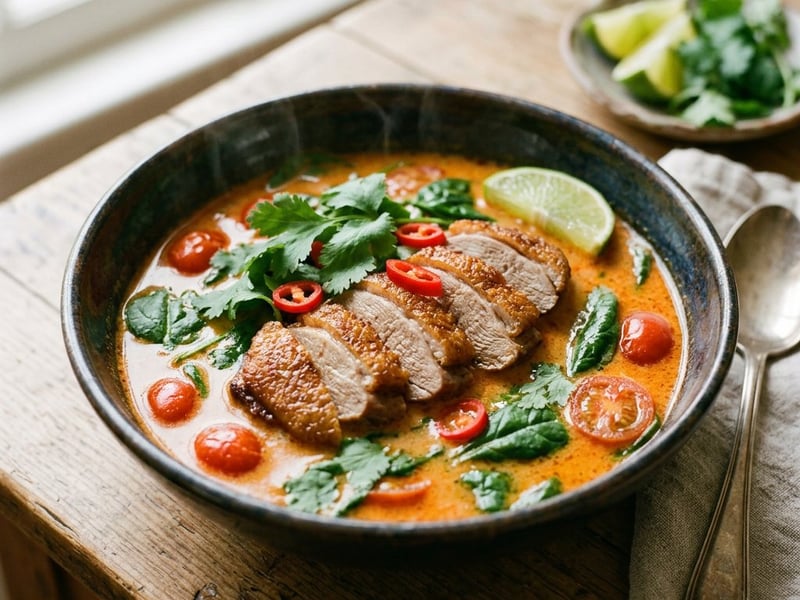 Thai Red Curry Soup with Duck Breast | Rich Asian Soup