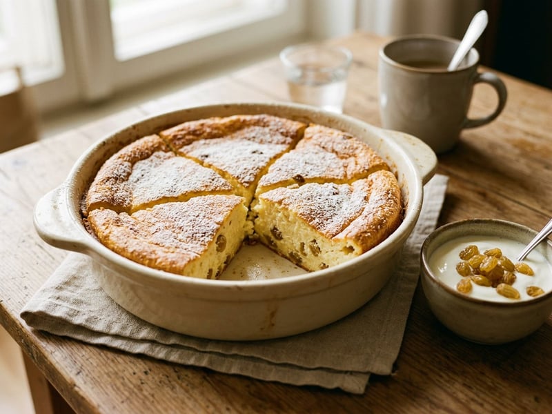 Old-fashioned curd cheese soufflé with vanilla sour cream | Light-as-air autumn brunch