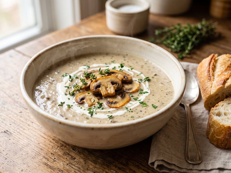 French Celeriac and Mushroom Cream Soup | Silky Autumn Velouté