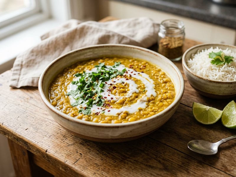 Indiai sárgaborsó curry | Fűszeres és krémes Chana Dal