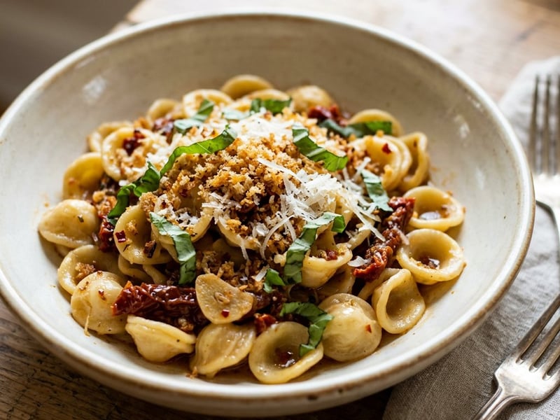 Aszalt paradicsomos orecchiette | Ropogós pangrattatóval
