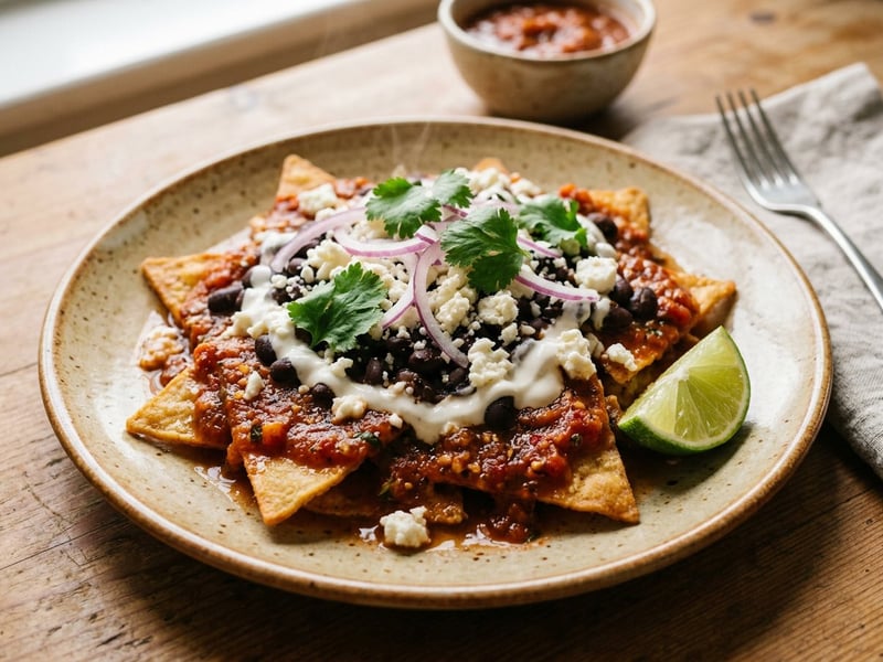 Mexican Chilaquiles with Black Beans and Feta | Crispy Street Breakfast