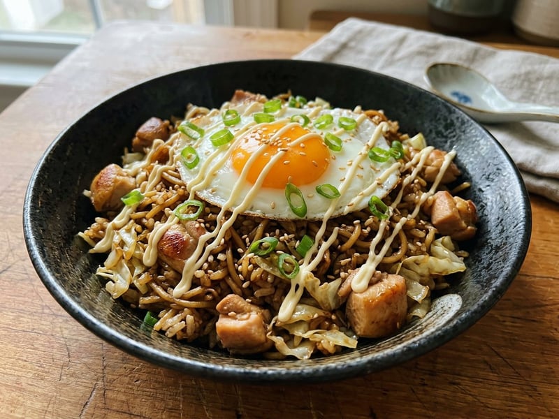 Csirkés japán sobameshi | Kobei street food klasszikus