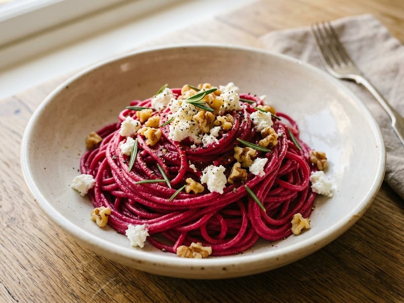 Pirított céklás spagetti | Olasz tészta kecskesajttal és dióval