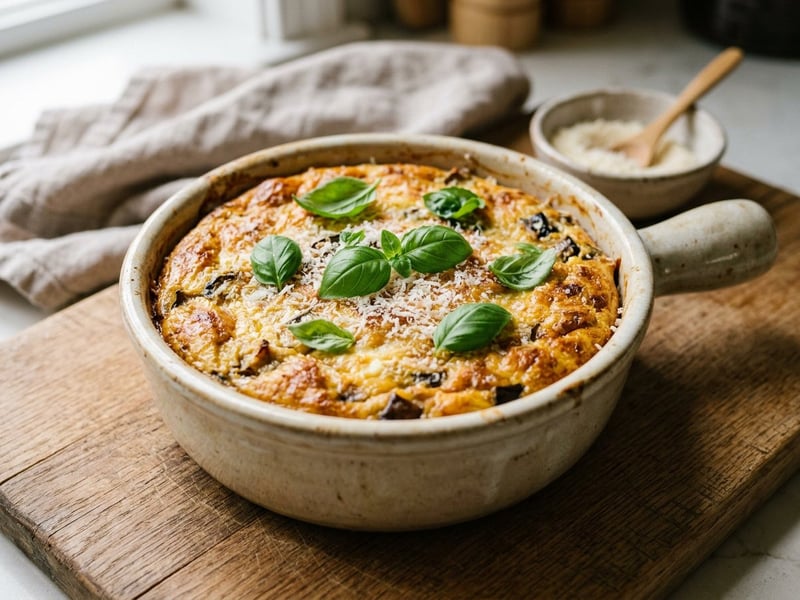 Italian Ricotta and Aubergine Soufflé | Silky Mediterranean Flan