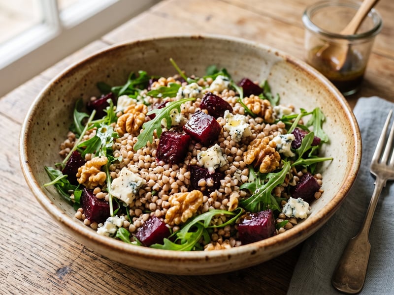 Tuscan beetroot buckwheat salad with gorgonzola