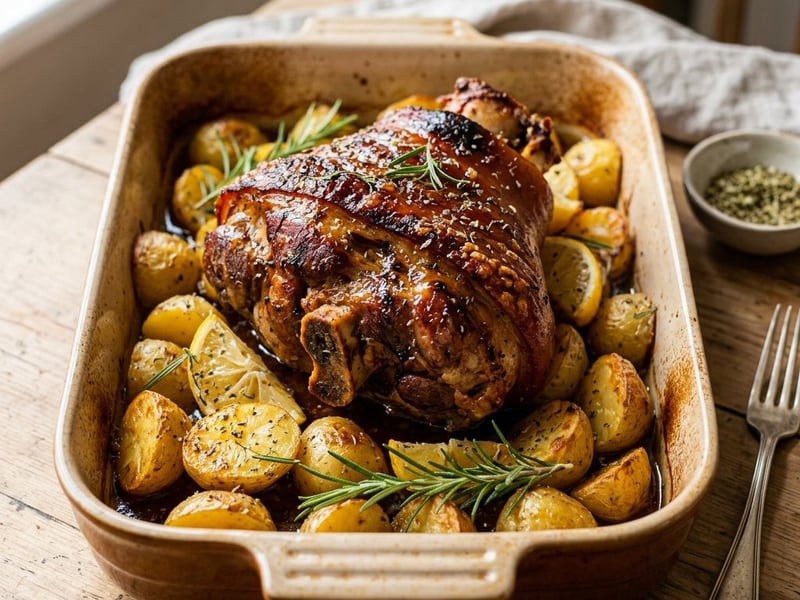 Greek beer-roasted pork knuckle | Tender meat with crispy skin