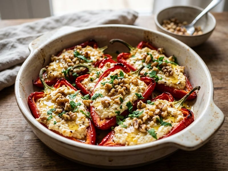 Greek Roasted Kapia Peppers | With Creamy Feta and Walnuts