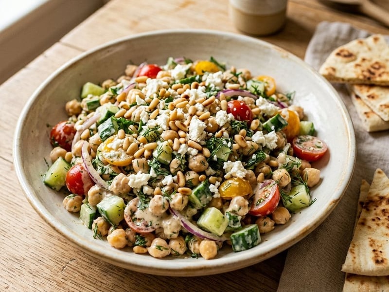 Middle Eastern Smashed Chickpea Salad | With dill and feta