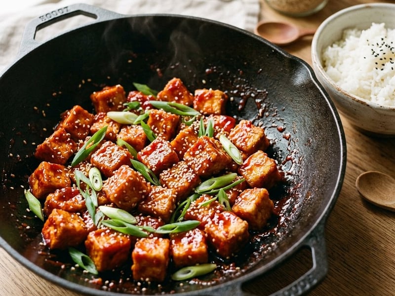 Koreai ragacsos gochujang tofu wokban | 20 perces vacsora