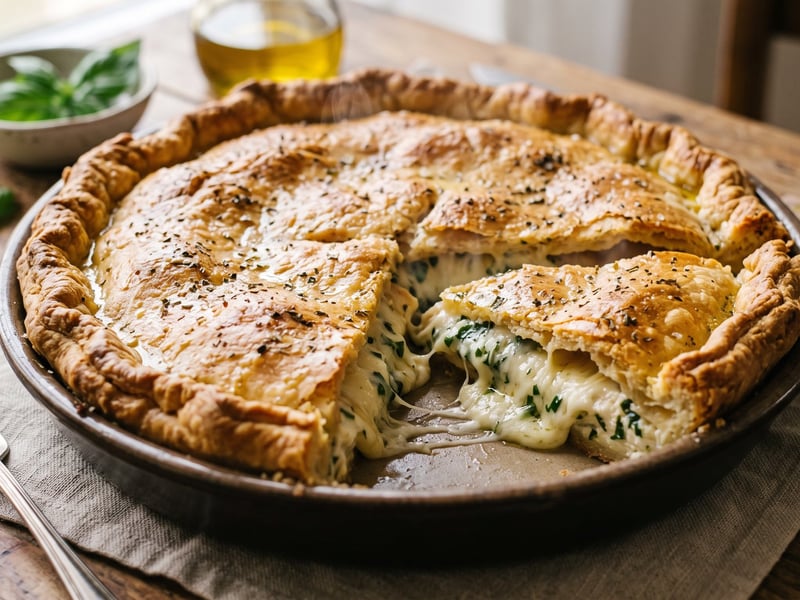 Cheese Tiella di Gaeta | Crispy Italian Stuffed Pie