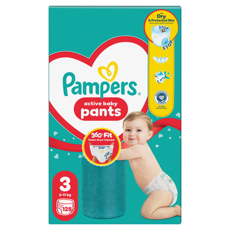 Pampers Active Baby Pants Bugyipelenka, Méret: 3 (6-11 kg) 128 db