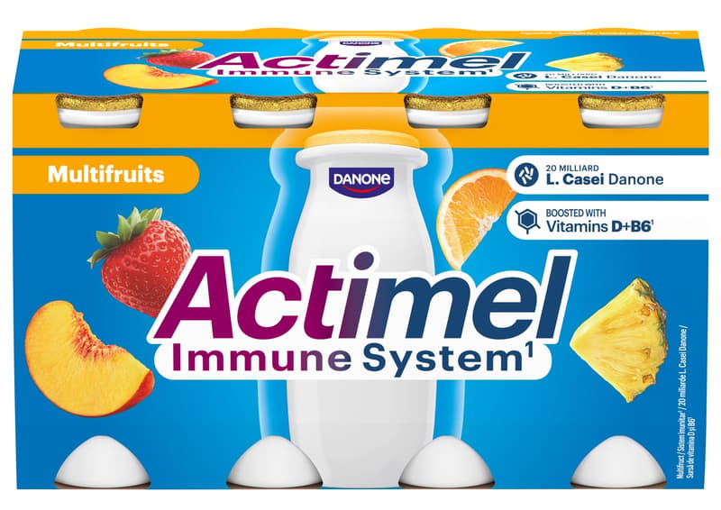 Danone Actimel Low Fat Live Cultured Multifruit Yogurt Drink (8x100g)