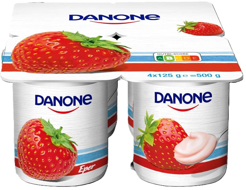 Danone Strawberry Flavoured Low-Fat Yoghurt with Live Cultures (4x125g)