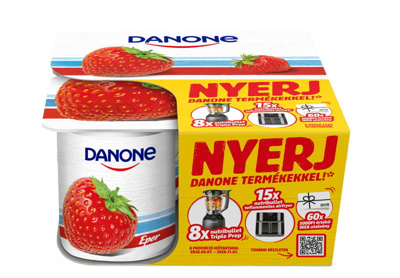 Danone Eper ízű, élőflórás, zsírszegény joghurt (4x125g)