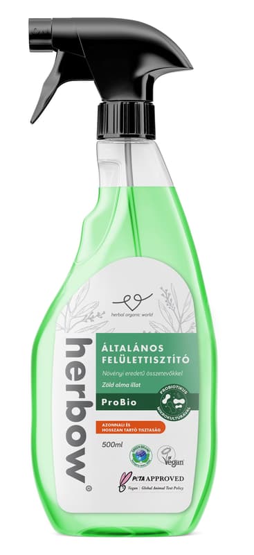 Herbow Általános felülettisztító Probiotikus Spray & Wipe zöld alma illattal