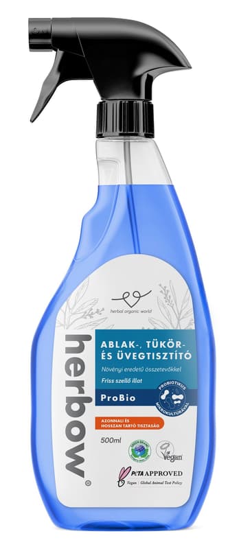 Herbow Window, Mirror and Glass Cleaner Probiotic Spray & Wipe Fresh Breeze Scent