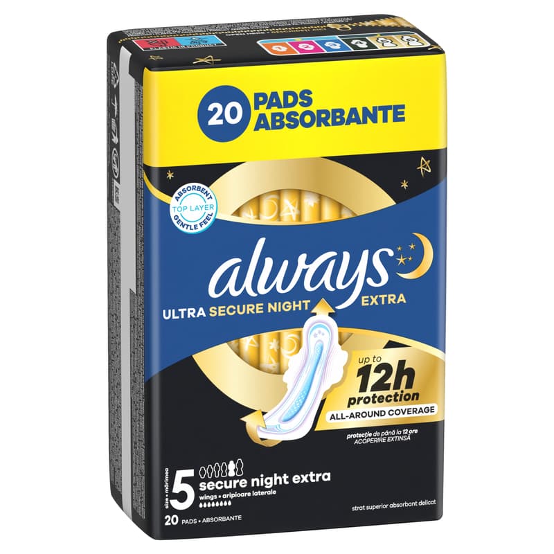 Always Ultra Secure Night Egészségügyi Betét, 5-ös méret
