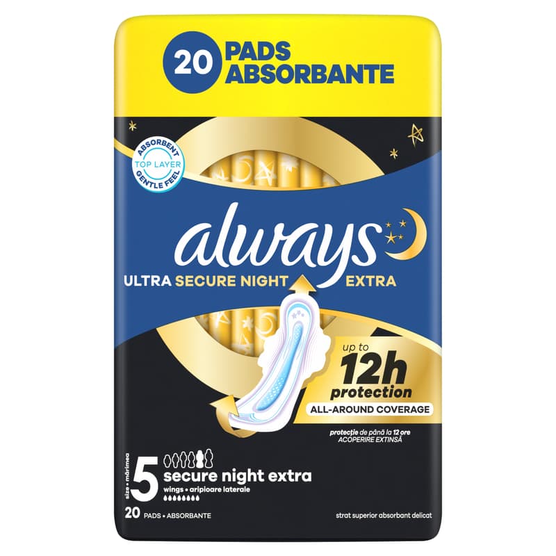 Always Ultra Secure Night Egészségügyi Betét, 5-ös méret