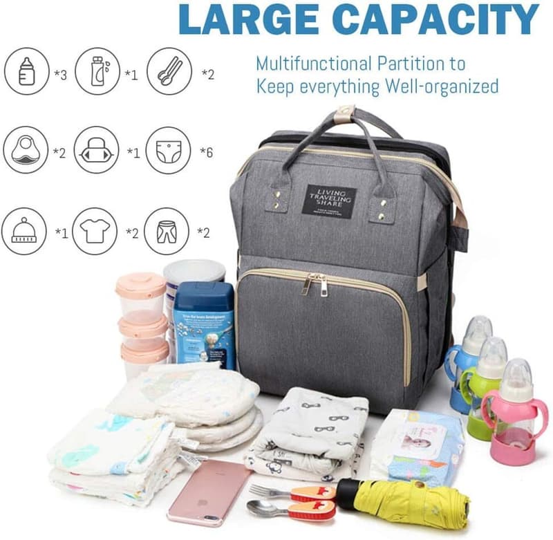 Diaper backpack - can be converted into a cot
