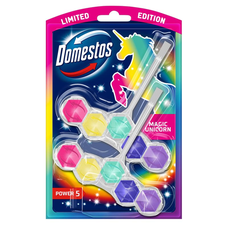 DOMESTOS Power5 WC freshener block, Magic Unicorn, 2x50g