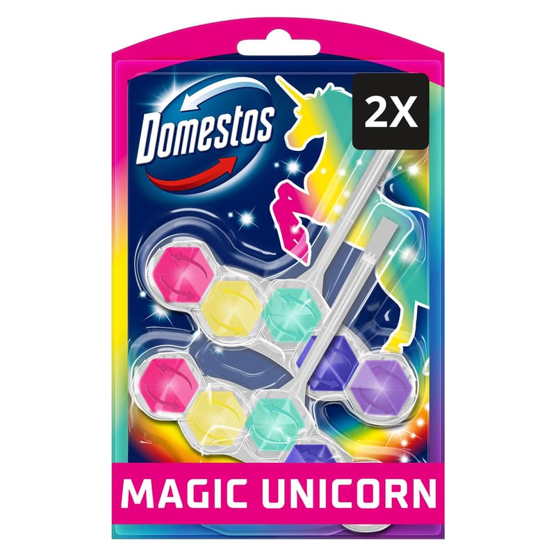 DOMESTOS Power5 WC freshener block, Magic Unicorn, 2x50g