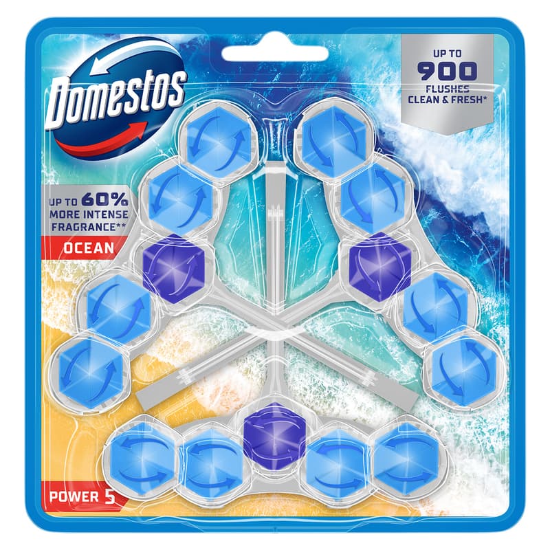 Domestos Power5 Ocean WC illatosító blokk, 3x50 g